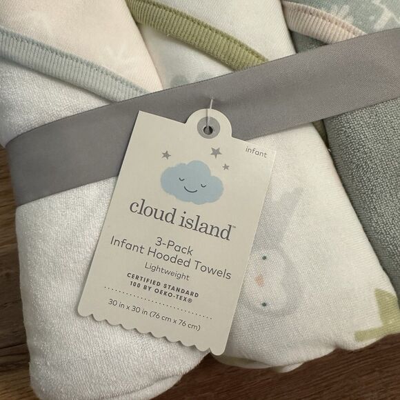 NEW!! Cloud Island Infant Hooded Bath Towels, BUNDLE (3pk), Woodland Theme - Picture 3 of 11